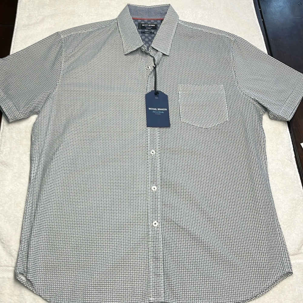 NWT Michael Brandon Button Down Shirt With Picket Size Large